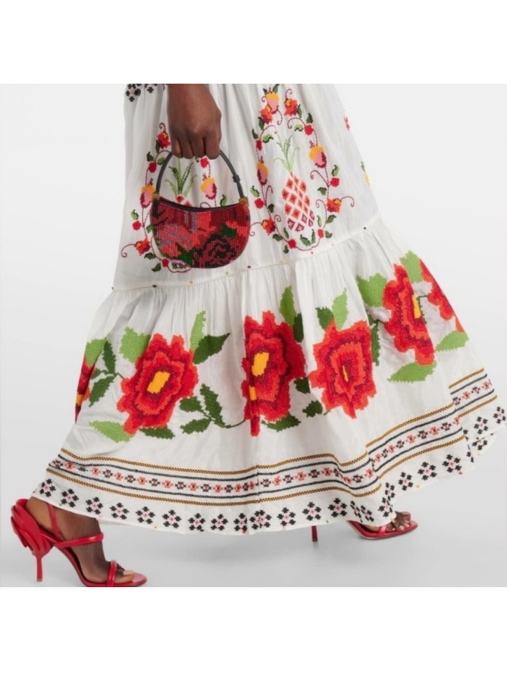 Farm Rio Embroidered Carmina Floral Maxi Dress Size S Small NWT - Picture 5 of 8